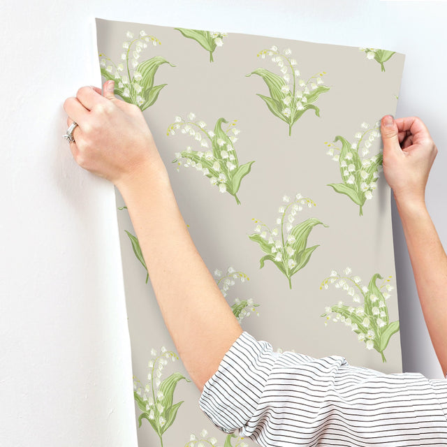 Farmington Stone Lily of the Valley Wallpaper with Botanical Lily Motif - A-Street Prints AST4341