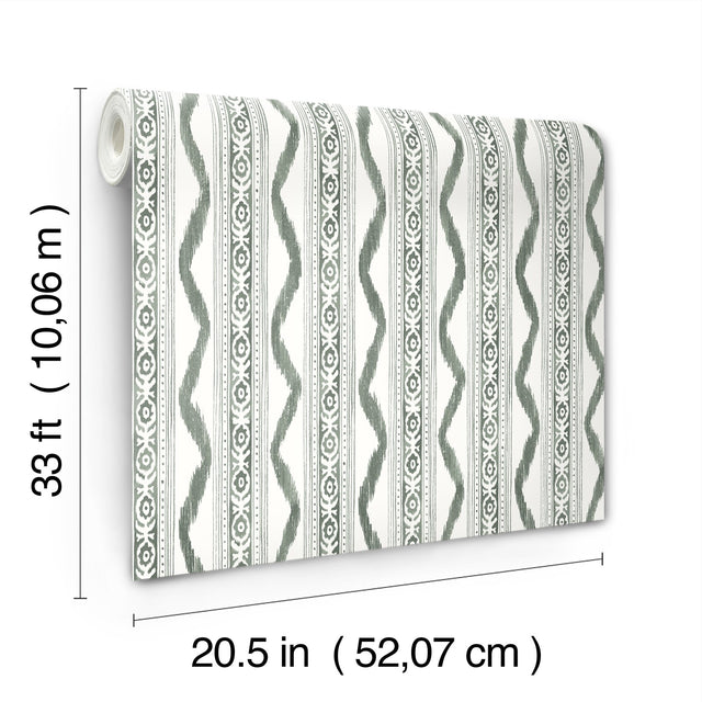 Rhys Green IKAT Stripe Wallpaper with Modern Graphic Stripes - A-Street Prints AST4347