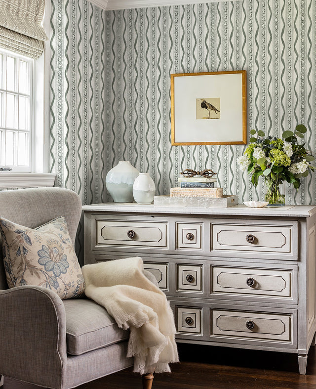 Rhys Green IKAT Stripe Wallpaper with Modern Graphic Stripes - A-Street Prints AST4347