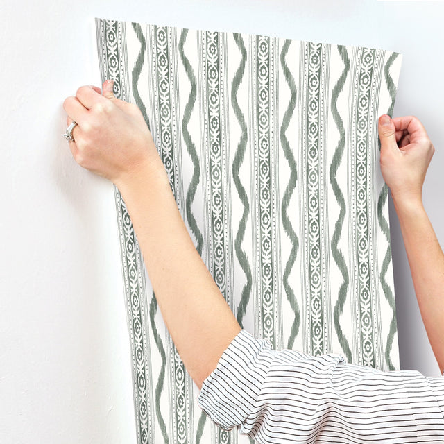Rhys Green IKAT Stripe Wallpaper with Modern Graphic Stripes - A-Street Prints AST4347