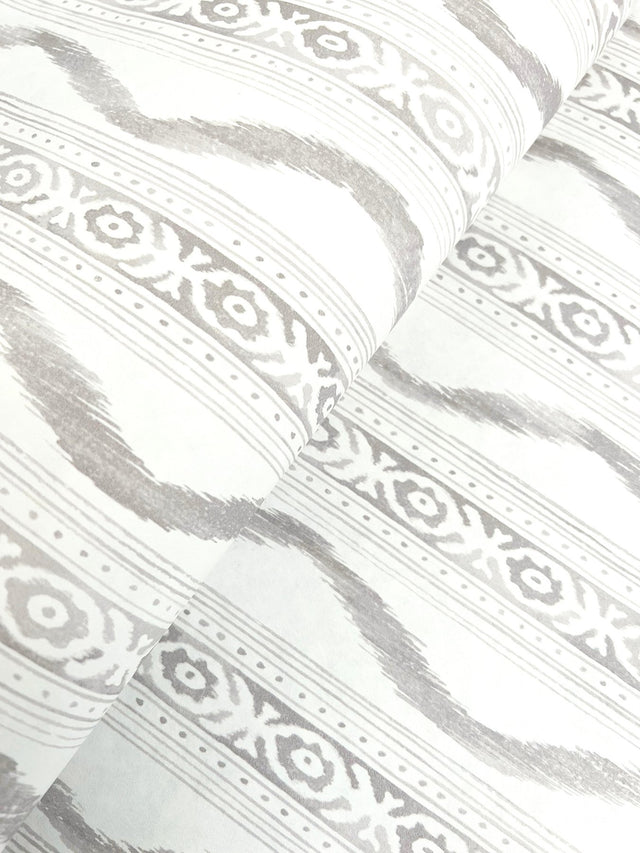 Rhys Stone IKAT Stripe Wallpaper with Modern Graphic Ikat Ogee Stripe - A-Street Prints AST4348