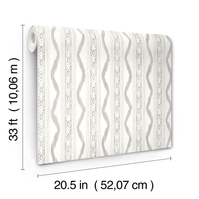 Rhys Stone IKAT Stripe Wallpaper with Modern Graphic Ikat Ogee Stripe - A-Street Prints AST4348