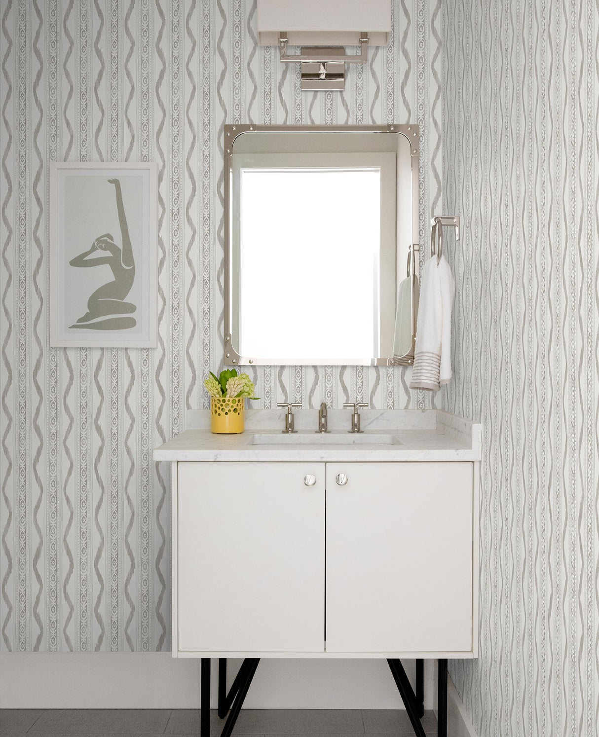 Rhys Stone IKAT Stripe Wallpaper with Modern Graphic Ikat Ogee Stripe - A-Street Prints AST4348