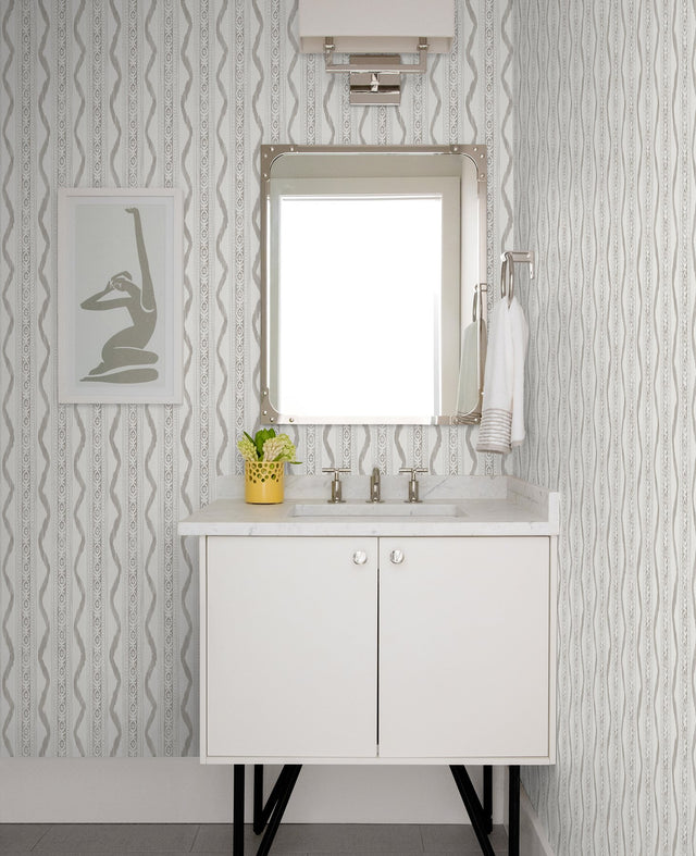 Rhys Stone IKAT Stripe Wallpaper with Modern Graphic Ikat Ogee Stripe - A-Street Prints AST4348