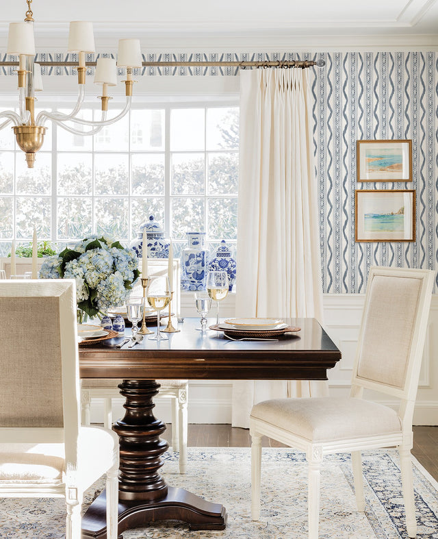 Rhys Blue IKAT Stripe Wallpaper with Modern Graphic Stripe Pattern - A-Street Prints AST4349