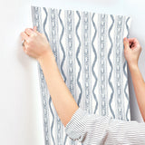 Rhys Blue IKAT Stripe Wallpaper with Modern Graphic Stripe Pattern - A-Street Prints AST4349