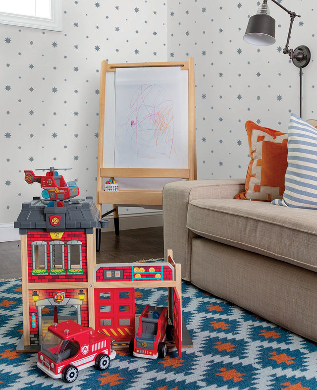 Henry Blue Starburst Wallpaper with Modern Stars & Outer Space Motif - A-Street Prints AST4351