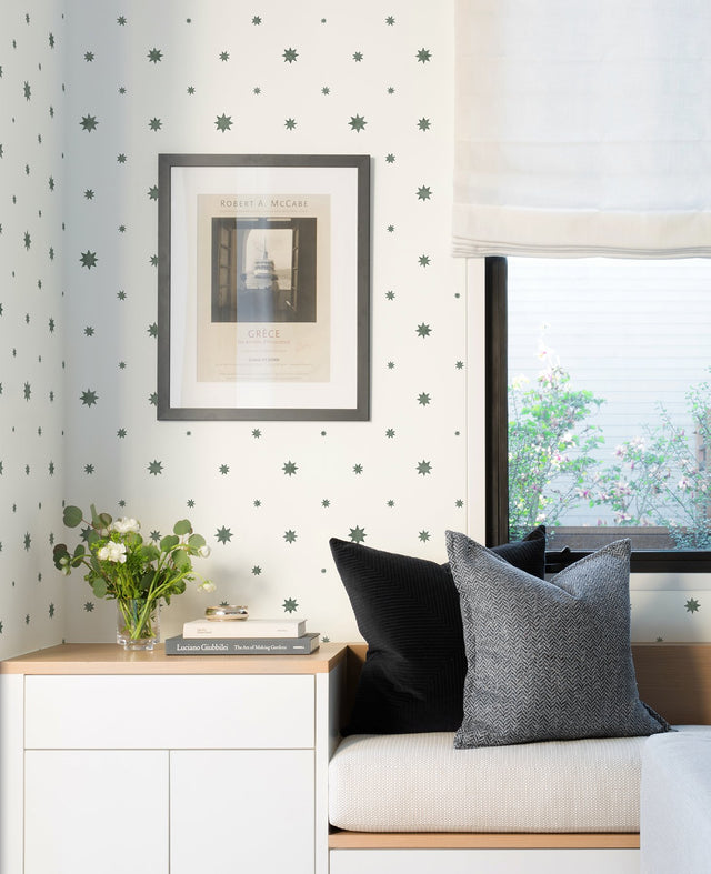 Henry Green Starburst Wallpaper with Modern Graphic Stars - A-Street Prints AST4352