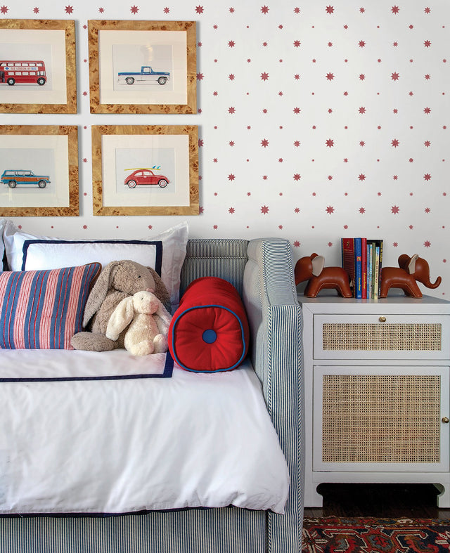 Henry Red Starburst Wallpaper with Modern Graphic Star Pattern - A-Street Prints AST4353