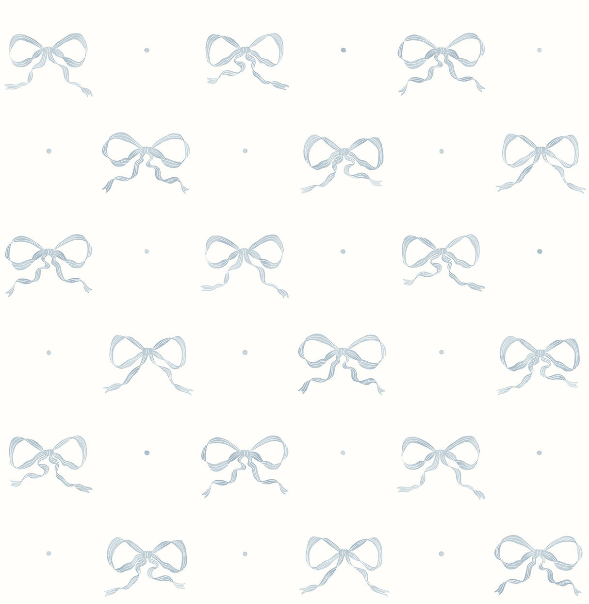 Emma Blue Heather Large Bow Wallpaper with Whimsical Novelty Graphic Pattern - AST4356