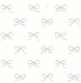 Emma Blue Heather Large Bow Wallpaper with Whimsical Novelty Graphic Pattern - AST4356