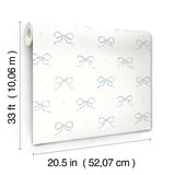 Emma Blue Heather Large Bow Wallpaper with Whimsical Novelty Graphic Pattern - AST4356