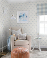 Emma Blue Heather Large Bow Wallpaper with Whimsical Novelty Graphic Pattern - AST4356