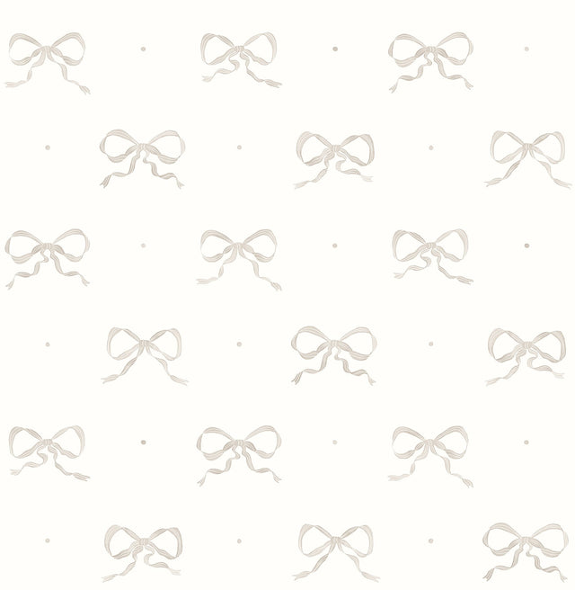 Emma Large Bow Stone Wallpaper with Whimsical Graphics Pattern - A-Street Prints AST4357