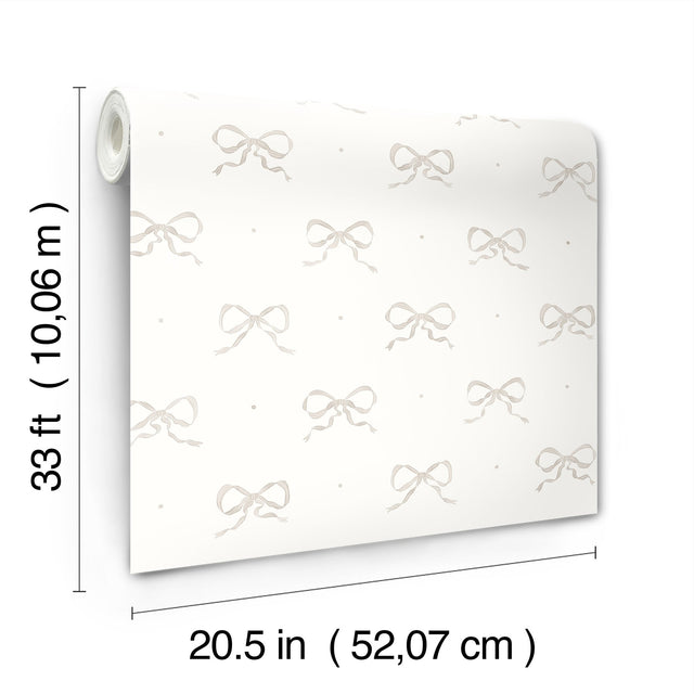 Emma Large Bow Stone Wallpaper with Whimsical Graphics Pattern - A-Street Prints AST4357