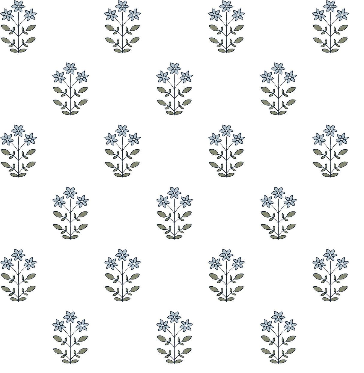 Kit Blue Heather Floral Wallpaper with Farmhouse Botanical Flower Motif - A-Street Prints AST4358