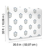 Kit Blue Heather Floral Wallpaper with Farmhouse Botanical Flower Motif - A-Street Prints AST4358