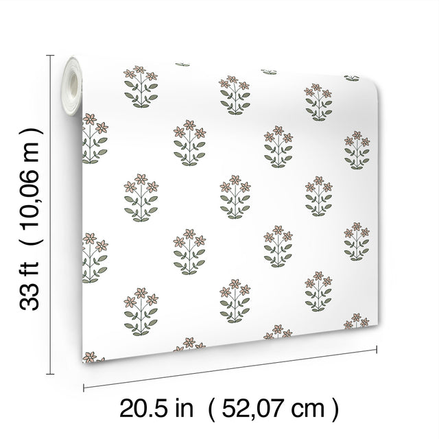 Kit Petal Floral Wallpaper in Petal  Half Drop Botanical Farmhouse Non Woven  A?Street Prints AST4360