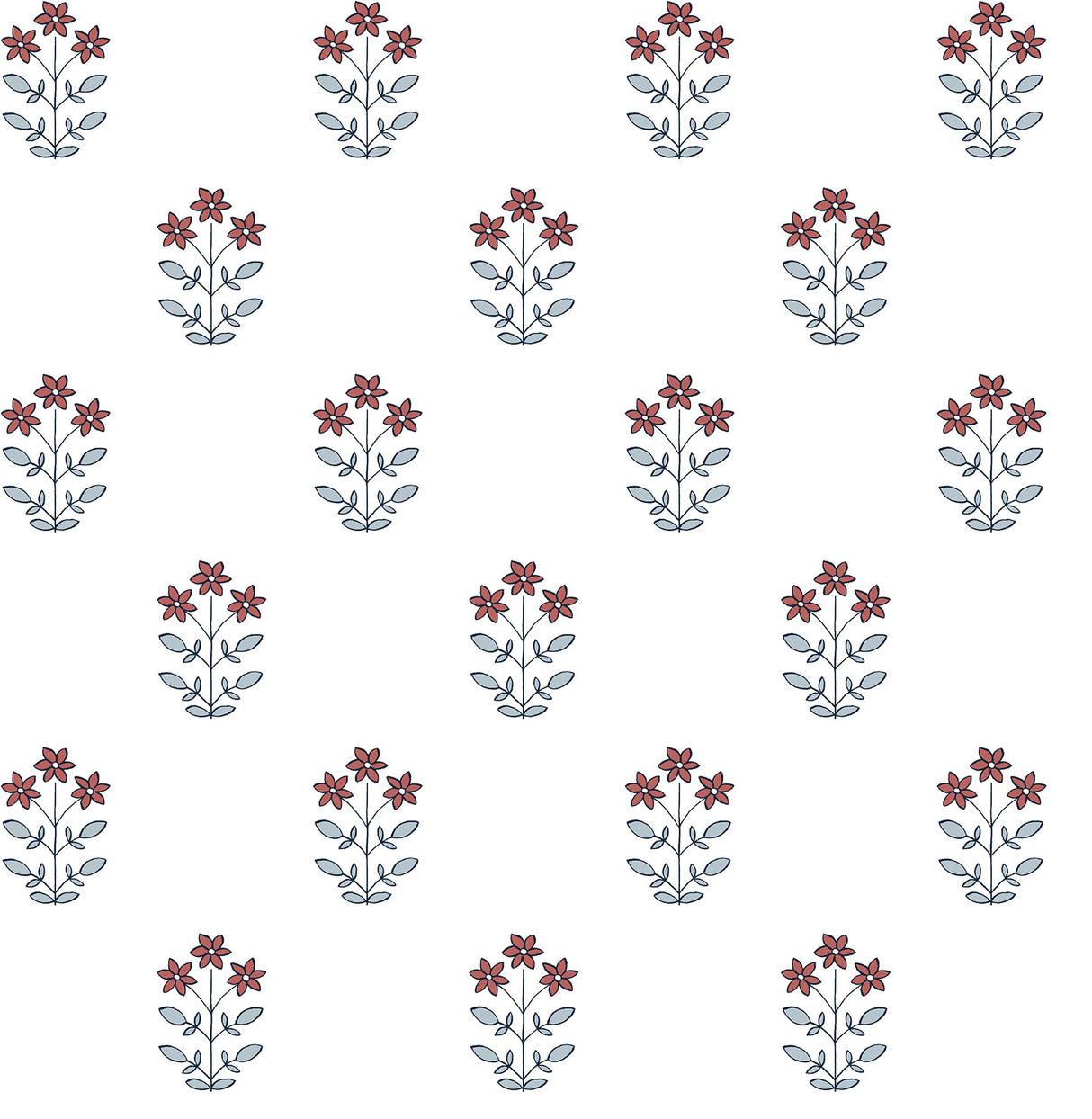 Kit Red Floral Wallpaper with Botanical Flowers Motif, Farmhouse Style - A-Street Prints AST4361