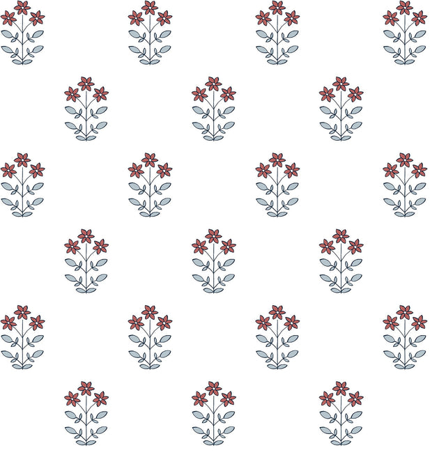 Kit Red Floral Wallpaper with Botanical Flowers Motif, Farmhouse Style - A-Street Prints AST4361