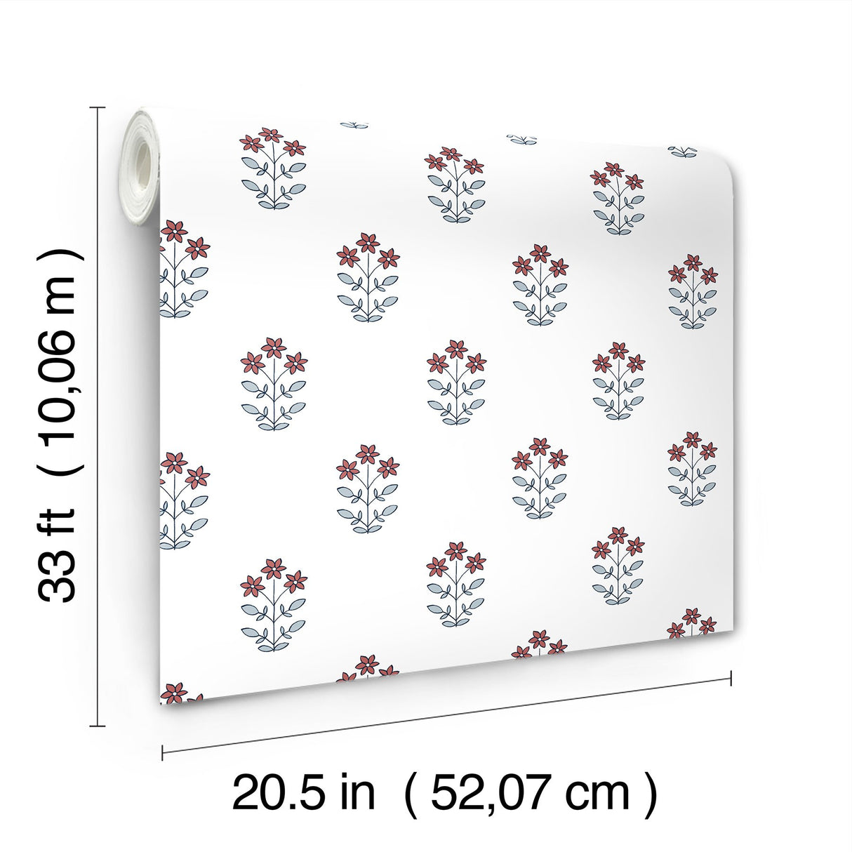 Kit Red Floral Wallpaper with Botanical Flowers Motif, Farmhouse Style - A-Street Prints AST4361