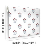 Kit Red Floral Wallpaper with Botanical Flowers Motif, Farmhouse Style - A-Street Prints AST4361