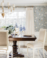 Wellesley Blue Heather Chinoiserie Wallpaper with Birds and Floral Vintage Motif - A-Street Prints AST4362