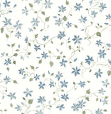 Betsy Blue Heather Floral Trail Wallpaper with Botanical Coastal Flowers - A-Street Prints AST4364
