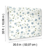 Betsy Blue Heather Floral Trail Wallpaper with Botanical Coastal Flowers - A-Street Prints AST4364