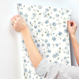 Betsy Blue Heather Floral Trail Wallpaper with Botanical Coastal Flowers - A-Street Prints AST4364