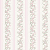 Marigold Wreath Pastel Peach Floral Stripe Wallpaper with Farmhouse Botanical Flowers - A-Street Prints AST4649