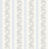 Marigold Wreath Baby Blue Rush Floral Stripe Wallpaper with Botanical Flower Stripe - A-Street Prints AST4650