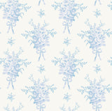 Rosie Arrangements Icey Winters Bouquet Toss Blue Wallpaper with Whimsical Floral Pattern - A-Street Prints AST4651