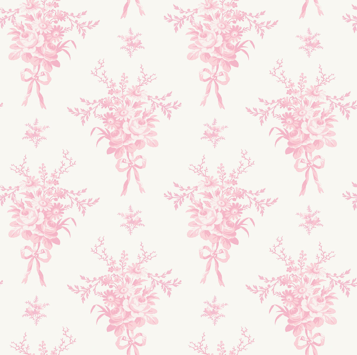 Rosie Arrangements Kiss Pink Bouquet Toss Wallpaper with Whimsical Floral Pattern - A-Street Prints AST4652