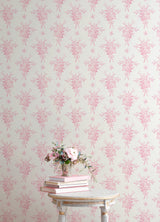 Rosie Arrangements Kiss Pink Bouquet Toss Wallpaper with Whimsical Floral Pattern - A-Street Prints AST4652