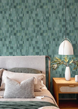 Flicker Teal Horizontal Textured Stripe Wallpaper with Distressed Textures - A-Street Prints AST4677