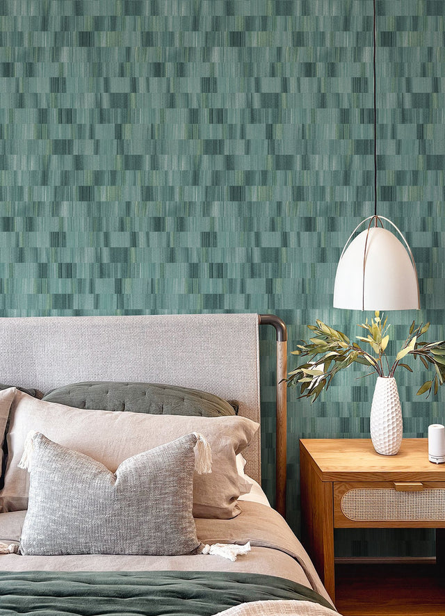 Flicker Teal Horizontal Textured Stripe Wallpaper with Distressed Textures - A-Street Prints AST4677