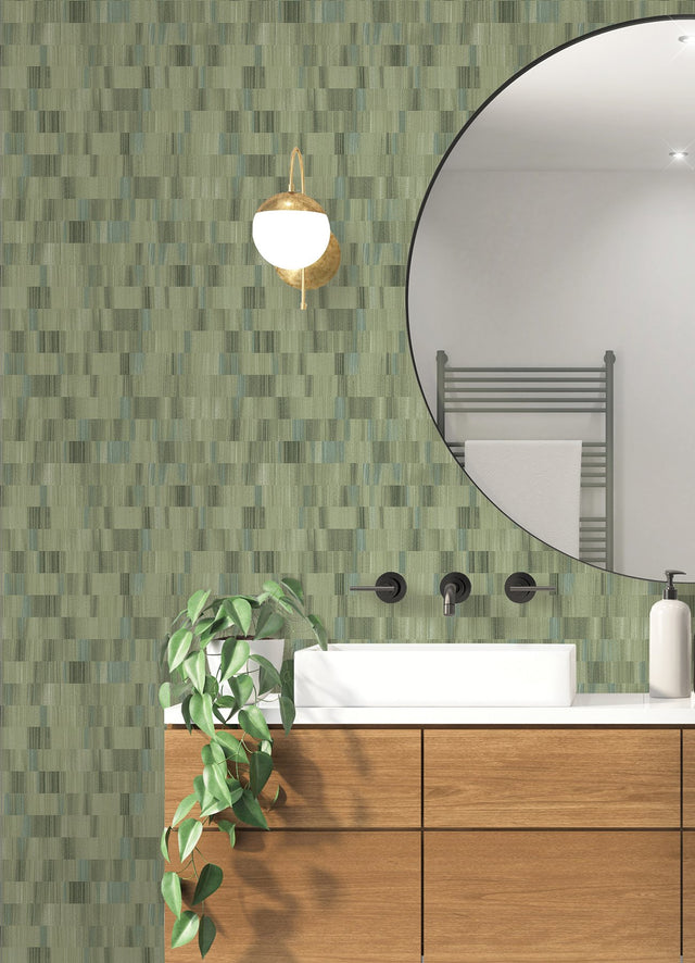Flicker Green Horizontal Textured Stripe Wallpaper with Distressed Textures  A-Street Prints AST4678