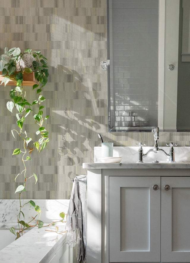 Flicker Light Grey Horizontal Textured Stripe Wallpaper with Distressed Textures Pattern - A-Street Prints AST4679