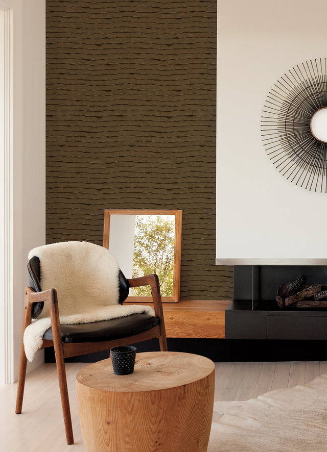Naia Brown Horizontal Wavy Lines Wallpaper with Modern Abstract Pattern - A-Street Prints AST4681