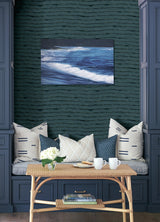 Naia Blue Horizontal Wavy Lines Wallpaper with Abstract Modern Wavy Stripe Pattern - A-Street Prints AST4682