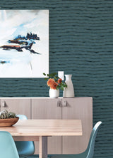 Naia Blue Horizontal Wavy Lines Wallpaper with Abstract Modern Wavy Stripe Pattern - A-Street Prints AST4682