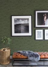 Naia Green Horizontal Wavy Lines Wallpaper with Abstract Modern Pattern - A-Street Prints AST4683
