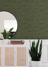Naia Green Horizontal Wavy Lines Wallpaper with Abstract Modern Pattern - A-Street Prints AST4683