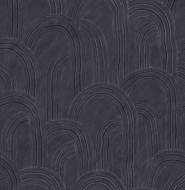 Cabo Indigo Rippled Arches Wallpaper with Modern Geometric Pattern - A-Street Prints AST4685