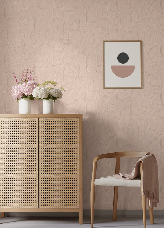 Cabo Pink Rippled Arches Wallpaper with Modern Geometric Pattern - A-Street Prints AST4686