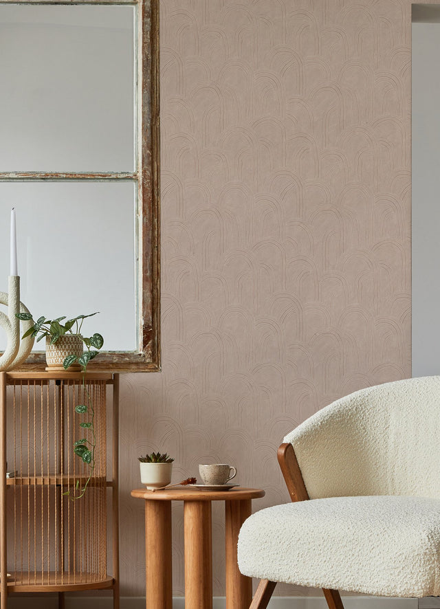 Cabo Pink Rippled Arches Wallpaper with Modern Geometric Pattern - A-Street Prints AST4686