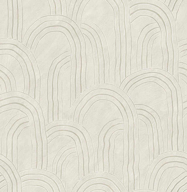 Cabo Cream Rippled Arches Wallpaper with Modern Geometric Pattern - AST4687