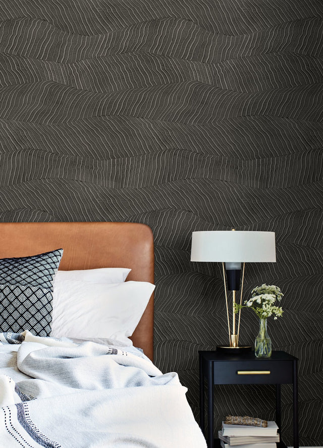 Drift Charcoal Abstract Landscape Wallpaper with Modern Abstract Pattern - A-Street Prints AST4689