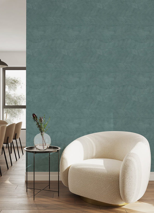 Drift Turquoise Abstract Landscape Wallpaper with Modern Abstract Pattern - AST4690